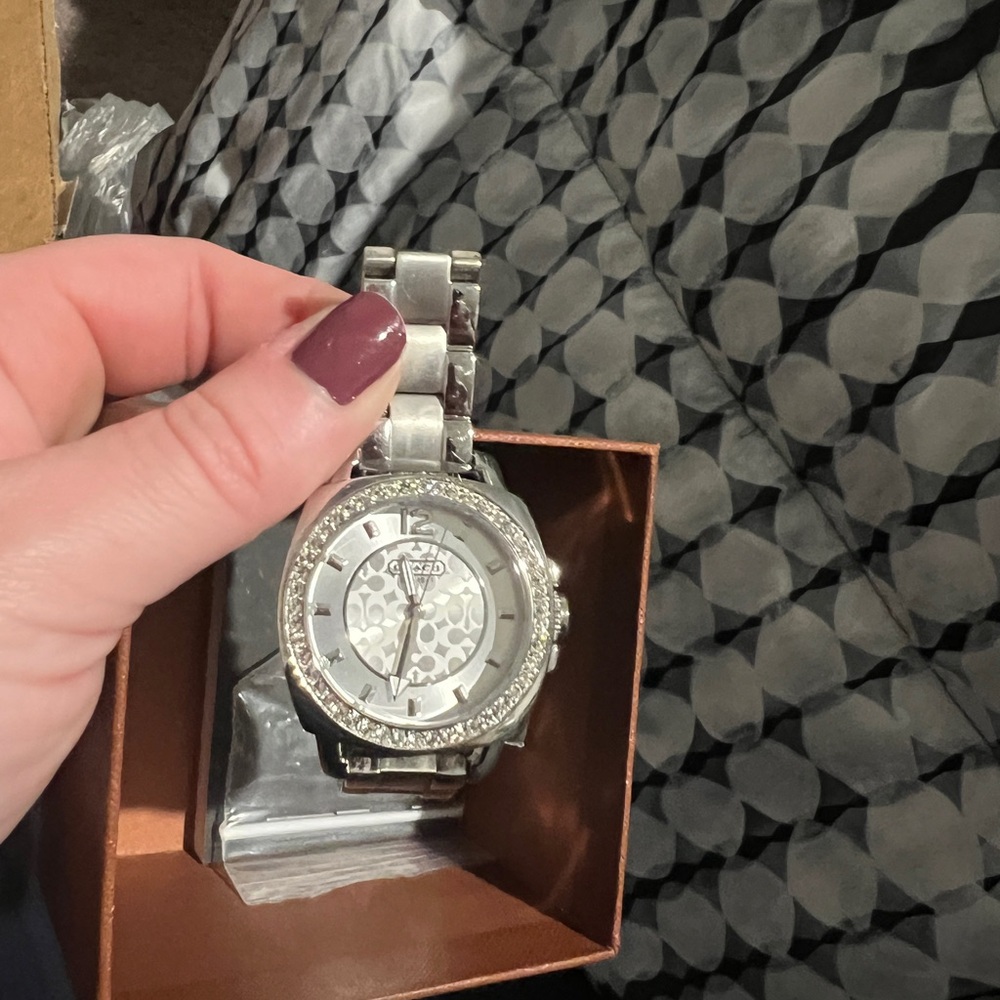 Silver Watch with Crystal Accents